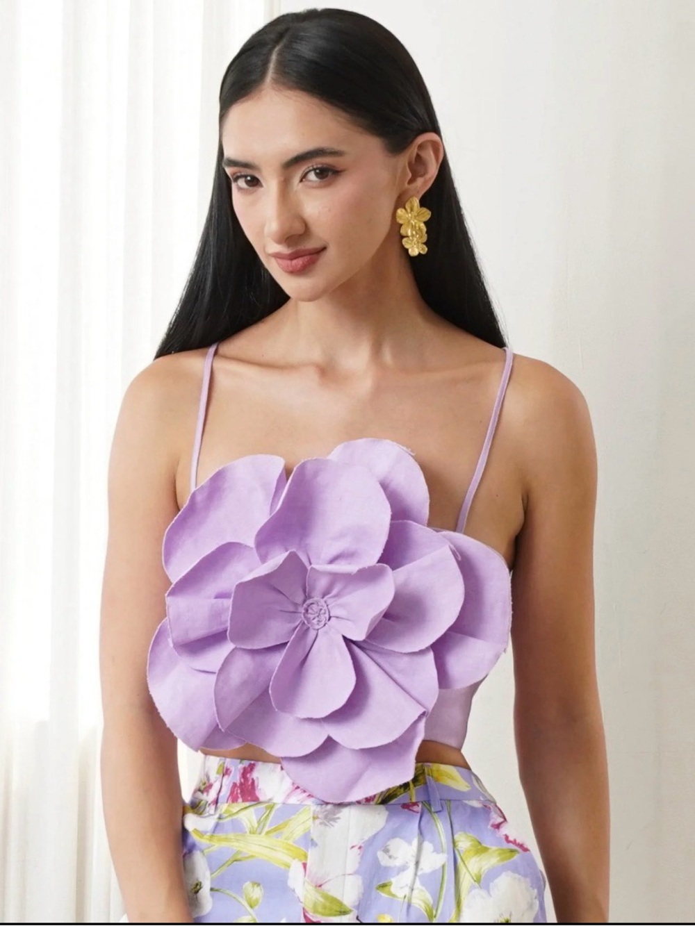Yumi Kim Lavender Floral Appliqué Cami Top